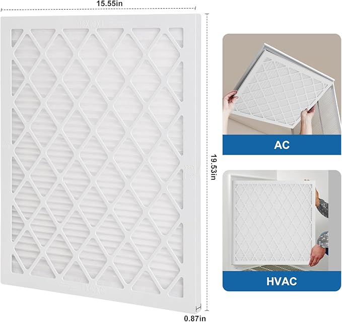 16x20x1 MERV 11 Air Filter, Quality AC/HVAC Furnace Filter，2 Reusable ABS Frame + 8 Pack Replaceable Filter Media，Breathe Fresher and Cost-effective