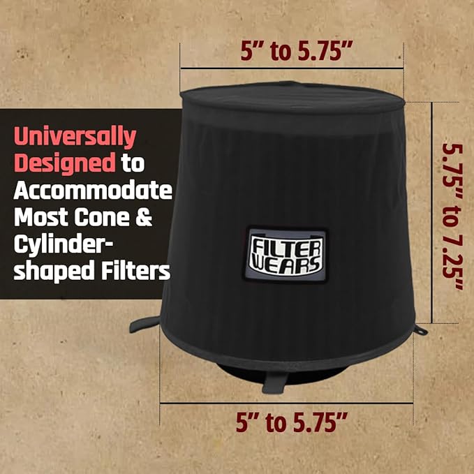 FILTERWEARS F154K Universal Water Repellent Cold Air Intake Pre-Filter - Large