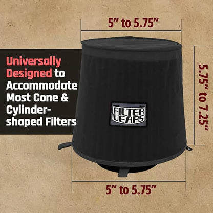 FILTERWEARS F154K Universal Water Repellent Cold Air Intake Pre-Filter - Large