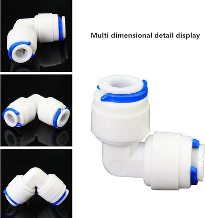 5 Pack 1/4 Inch Quick Connect Fittings - Combo of 90 Degree Elbow & Straight Push-In Adapters, Compatible with Reverse Osmosis (RO) Systems, Water Filter Purifiers, Under Sink Plumbing