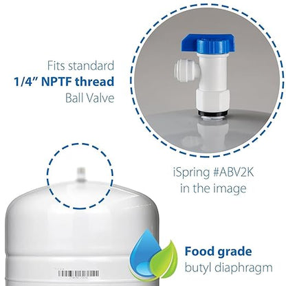 iSpring T55M 5.5 Gallon Residential Pre-Pressurized Water Storage Tank for Reverse Osmosis (RO) Systems , White
