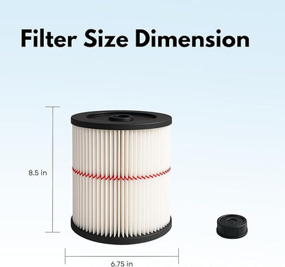 Nispira 9-17816 17816 Red Stripe Replacement HEPA Filter for Craftsman Craftsman Shop Vac Wet/Dry Vacuum 5/6/8/12/16/32 Gallon Larger, 3 Pack