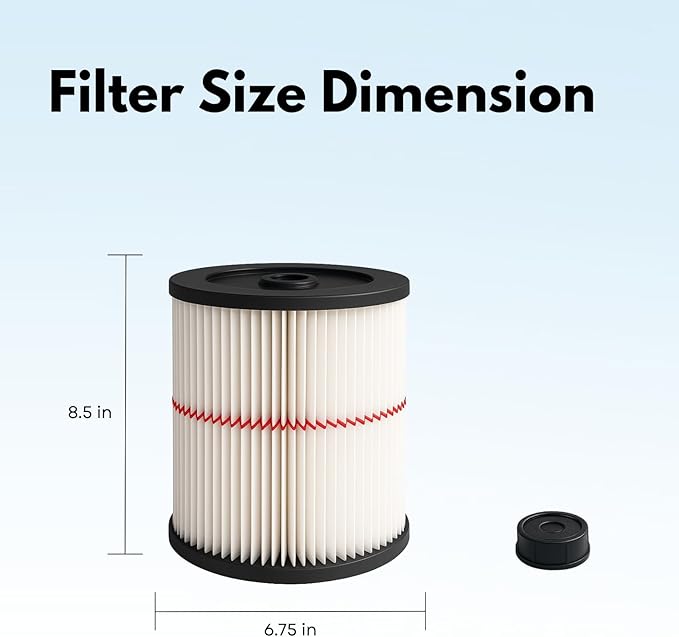 Nispira 9-17816 17816 Red Stripe Replacement HEPA Filter for Craftsman Craftsman Shop Vac Wet/Dry Vacuum 5/6/8/12/16/32 Gallon Larger, 4 Pack