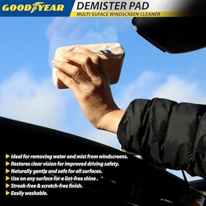 Goodyear 902540 Car Windscreen Demister Pad Micro Fibre Sponge for Mirror Window Glass Fog Remover