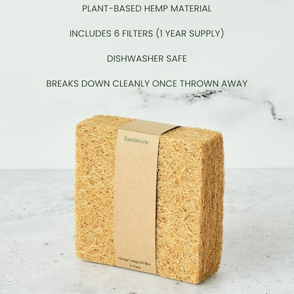 Bamboozle - Plant-Based Filter Set for Your Composter | Set of 6 Filters for The Bamboozle Compost Bin | One Year of Filters | Dishwasher Safe