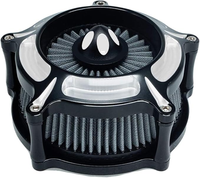 Air Filter Intake Motorcycle Turbine Cleaner Kit Cnc Cut Chrome for Harley Touring Street Glide 2008 - 2016 Softail 2016 - 2017 Fitment - C (Gray)