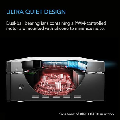 AC Infinity AIRCOM S8, Quiet Cooling Blower Fan System 17" Rear-Exhaust for Receivers, Amps, DVR, AV Cabinet Components