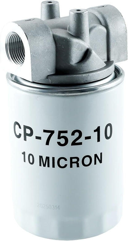 ‎‎Hydraulic Oil Filter Assembly - 3/4" NPT Ports,10 Micron Spin-On Hydraulic Return Line Filter Housing with Indicator Port, 20 GPM, 200 PSI for Log Splitters&Mini Excavators,Models 723-0405,CP-752-10