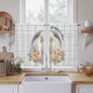 Easter Bunny Kitchen Tier Curtains 45 Inch Long 2 Panel Set,Rod Pocket Short Window Treatment,3D Optical Illusion Farmhouse Flower Wood Grain Light Filtering Curtains & Drapes 27.5"W x 45"L
