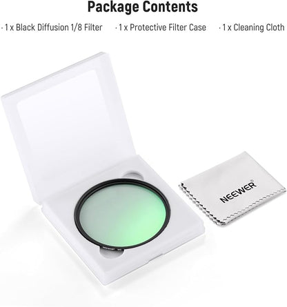 NEEWER 77mm Black Diffusion 1/8 Filter, Soft Dreamy Cinematic Effect, Ultra Thin/Water Repellent/Anti-Scratch/Optical Glass/Nano Multiple Coatings for Video Vlog Portrait Photography