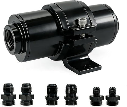 10 micron inline fuel filter with 6AN 8AN 10AN Adapter and Bracket Clip 50MM Black Universal