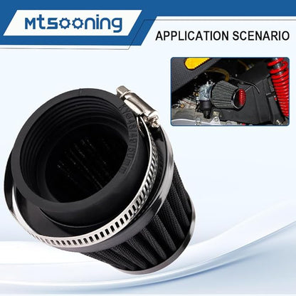 Mtsooning Universal Air Filter, 50mm Motorcycle Cone Intake Breather Cleaner Replacement for ATV Kart Dirt Pit Bike Motorcycle, Scooter, Minibike