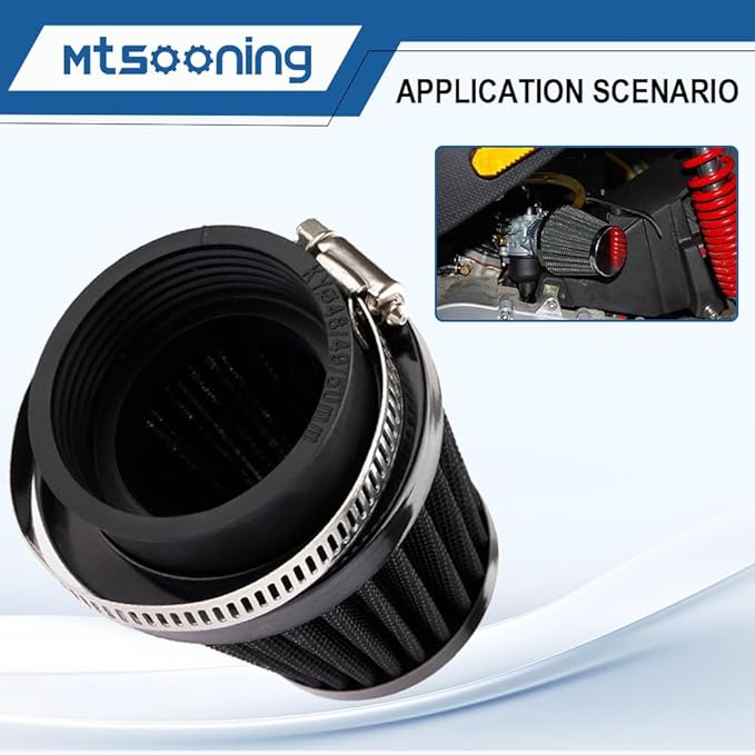 Mtsooning Universal Air Filter, 50mm Motorcycle Cone Intake Breather Cleaner Replacement for ATV Kart Dirt Pit Bike Motorcycle, Scooter, Minibike