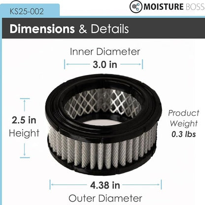 Air Compressor Intake Filter - Aftermarket Replacement Part OEM Compatible with Solberg 15, Ingersoll Rand, Campbell Hausfeld, Quincy, Grainger and More - 5 Micron, 35 CFM, 4.38" OD x 2.31” Tall