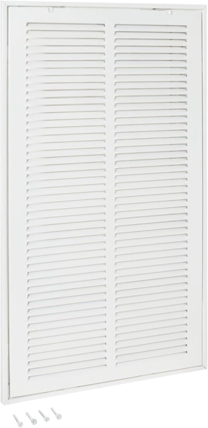 EZ-FLO 12 x 24 Inch (Duct Opening) Return Air Vent Cover for Wall or Ceiling, Solid Steel Return Air Filter Grille, HVAC Vent Cover, White, 61668