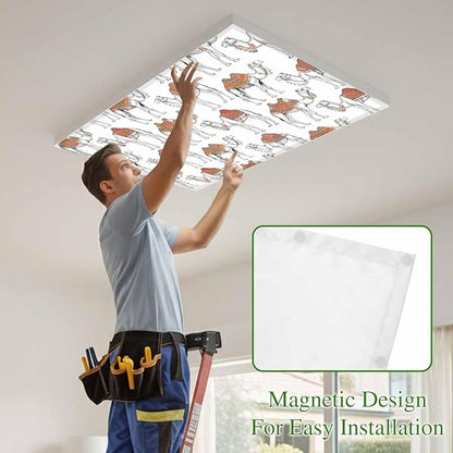 3 Pack Fluorescent Light Cover, Sand Camel Light Covers for Ceiling Lights, Vintage Farmhouse Desert Animals Camel Magnetic Lights Filters Ceiling Shade for Classroom/Office - 4 x 2 Feet