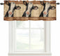 Farmhouse Cow Curtain Valances for Windows, Kitchen Valance Window Treatment, Country Vintage Animals Wooden Grain Light Filtering Block Curtains for Bathroom/Bedroom/Living Room 54'' x 18''