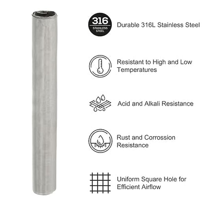 PATIKIL 40" L x 10" W Woven Wire Mesh, 250 Mesh 316L Stainless Steel Air Vent Filter Screen for Window Security Vent Cover Filtration Animals Fence