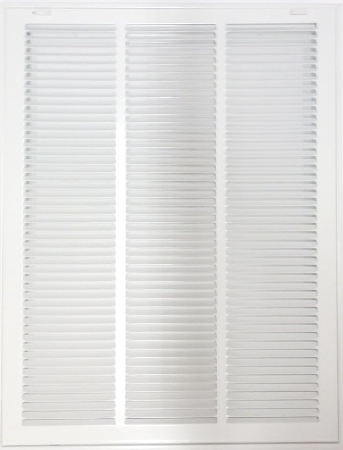 HVAC Premium 18'' X 24'' Steel Return Air Filter Grille for 1'' Filter - Easy Plastic Tabs for Removable Face/Door - HVAC Duct Cover - Flat Stamped Face - White [Outer Dimensions: 20 5/8"w X 26 5/8"h]
