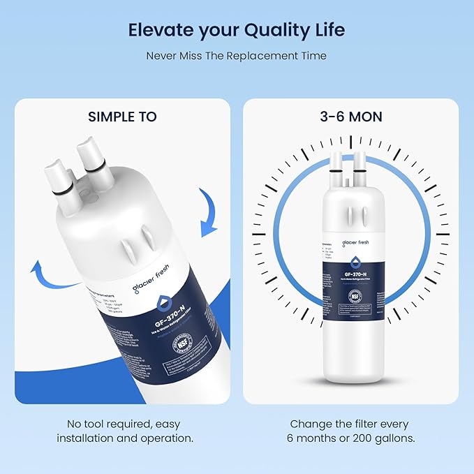 GLACIER FRESH EDR1RXD1 Refrigerator Water Filter Compatible with W10295370A, EDR1RXD1, WHR1RXD1, KAD1RXD1, Filter 1, W10295370 Refrigerator Water Filter & w10311524 Air Filter, 3+3 Packs