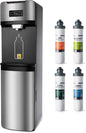 iSpring Bottleless Water Dispenser with Built-in 4-Stage Filtration, Chloramine Removal, Water Cooler Dispenser - Hot, Cold, Room Temp, Self Cleaning, Stainless Steel, Silver, Model: DS4S-NC