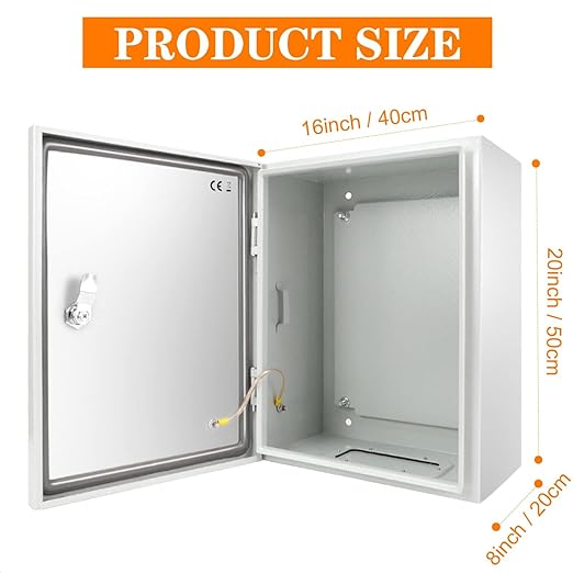 Outdoor Electrical Junction Box, 20 x 16x8'' NEMA 4X Enclosure Box, Wall Mounted IP66 Waterproof & Dustproof Lockable Metal Junction Box