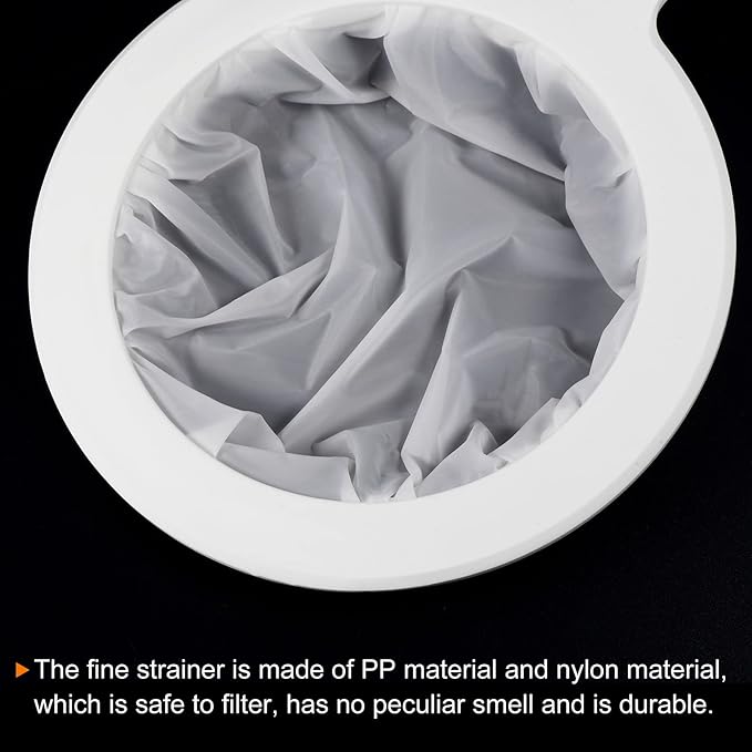 PATIKIL 9"x6" Food Filter Strainer, 450 Mesh Kitchen Mesh Filters Strainers Fine Mesh Sieve with Handle for Filter Juice Coffee Soy Milk, White