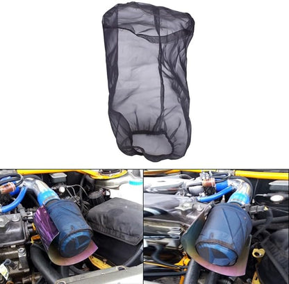 Car Intake Filter Mesh Cover Polyester Cloth Oilproof And Dustproof Cover Cold Air Filter Protector Cover Rain Sock Protective for Motorcycle Automotive (Type B Black)