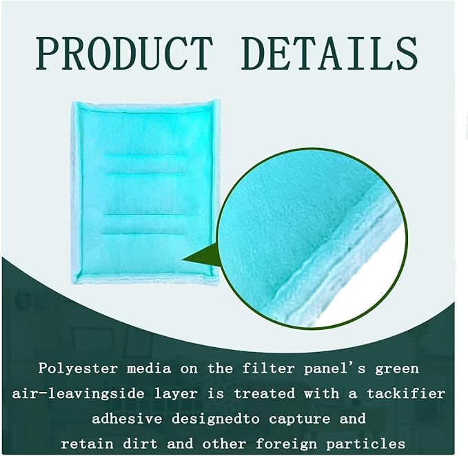 AUC Paint Booth Tacky Intake Filter Pad Series 55, 20" x 50" (10/case) Spray Booth Intake Filter with Internal Wire Support Frame