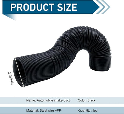 Car Air Intake Pipe, 2.9" Leak-proof Bendable Feed Expansion Hose for Extending to 39 ", Waterproof Cold Air Turbo Intake Inlet, Universal Guide Hose Modification for Most Cars (Black)