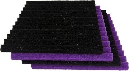 96 Pack Allxinlog Absorb the echo Acoustic Foam Panel Wedge Studio Soundproofing Wall Tiles 12" X 12" X 1" (48Purple+48Black)
