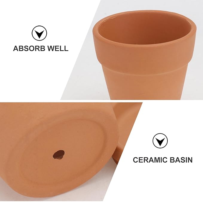 Veemoon 5pcs Red Clay Succulent Flower Pots with Drainage and Saucers, 8x8cm Terracotta Planters for Indoor Outdoor Garden, Breathable Baked Clay Containers for Home Planting