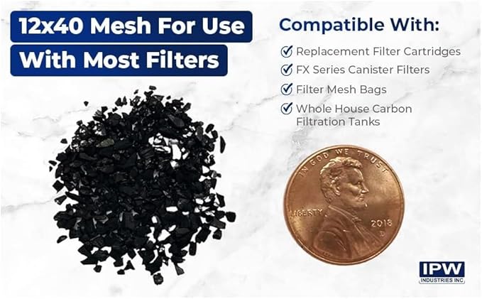 IPW Industries Inc. | PC600-R Water Filter Refill – Activated Carbon Replacement Media for Water Filtration - Charcoal Odor Absorber and Chloramine Remover for Whole House Water Purifier with Funnel