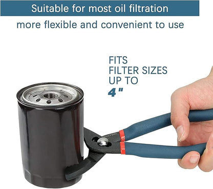 12" Oil Filter Pliers, Adjustable Oil Filter Wrench, Universal Oil Filter Removal Tool No Slipping for Engine Filters, Conduit, Fittings, Straight Head