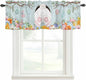 Easter Bunny Curtain Valances for Windows, Kitchen Valance Window Treatment, Easter Eggs Spring Farmhouse Wood Grain Teal Blue Light Filter Block Curtains for Bathroom/Bedroom/Living Room 60'' x 18''