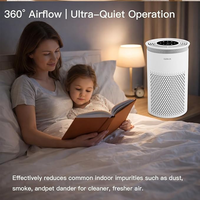 True HEPA Air Purifier (C8) 3-Stage Filtration System, 360° Air Intake, Ultra-Quiet, Ideal for Large Rooms, and Ozone Free (Medium)