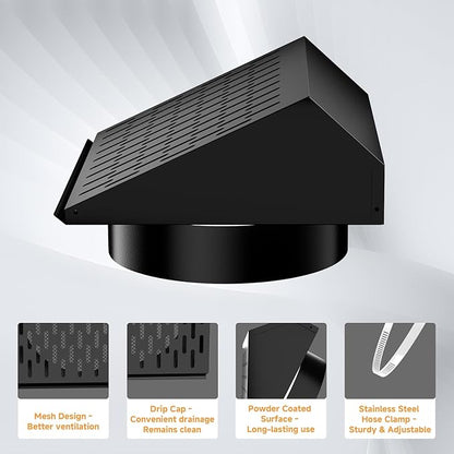 10 Inch Exhaust Vent Cover,Wall Vent Cover with Removable Front Panel Galvanized Steel Wall Cap with Stainless Steel Clamp, Weatherproof Air Vent for Residential, Kitchen, RV, Garages (10 inch)