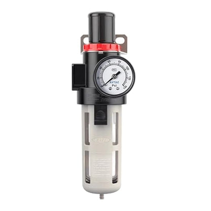 Compressed Air Pressure Filter Regulator Airtac BFR2000-C 1/4'' NPT 0-140 PSI Combo Piggybac Adjustable,Bracket,Gauge Semi-Auto Drain