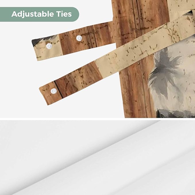 Farmhouse Cow Tie Up Valance Curtains for Windows, Kitchen Curtains Window Shades, Country Vintage Animals Wooden Grain Light Filtering Roman Curtain Valances for Bedroom/Bathroom/Cafe 60"x18"