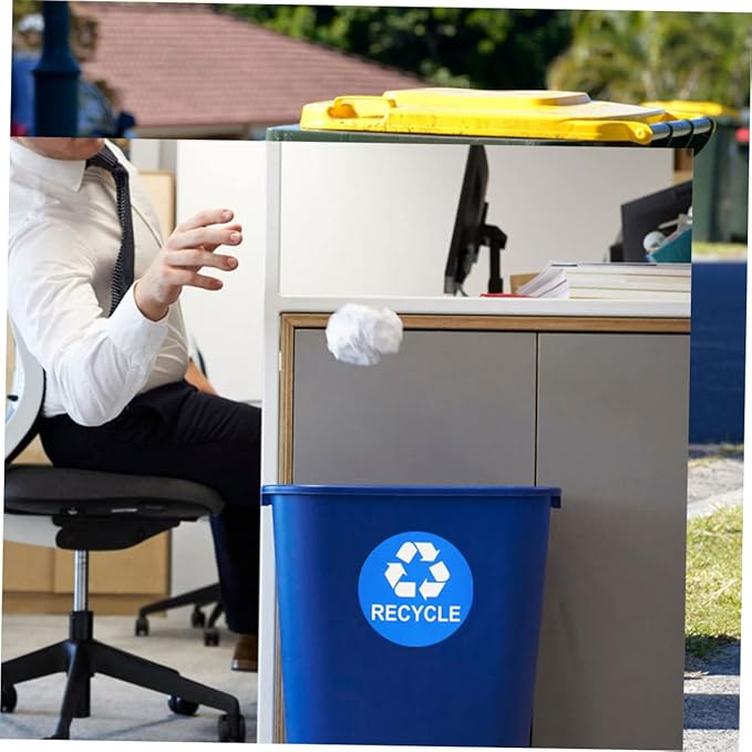 8pcs Trash Sorting Decals Self-Adhesive Waste Container Stickers for Recycling Labels for Easy Waste Classification Black Blue