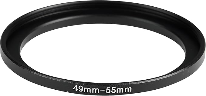 49-55mm Metal Step-Up Ring Adapter Compatible with Mirrorless Cameras DSLR Lens, UV CPL ND Filter Thread Converter, Black