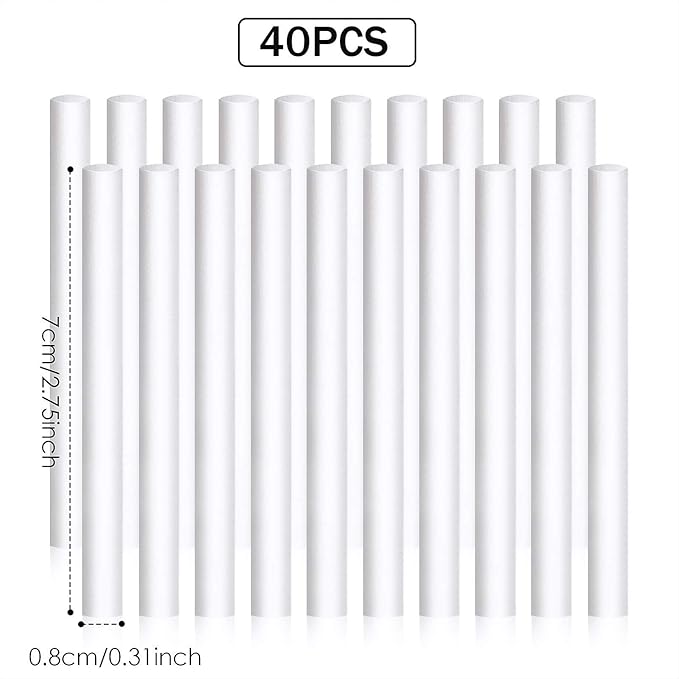 40 Pieces Humidifier Filter Cotton Refill Travel Mini Humidifier Filters Sticks Car Filters Replacement Parts for Portable Personal USB Powered Smart H20 in Office Bedroom(2.75 Inch)