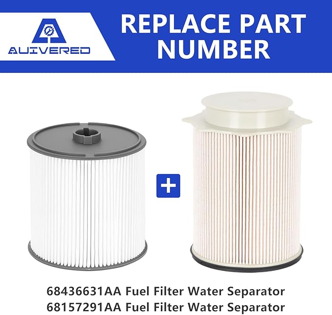 68436631AA and 68157291AA Fuel Filter Water Separator with Seals - Replacement for 2019-2024 Dodge Ram 2500 3500 4500 5500 6.7L Cummins Diesel