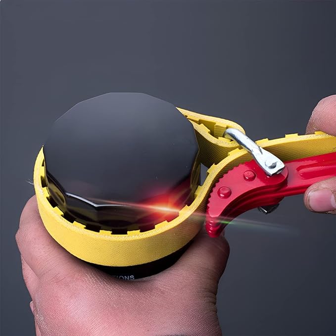AUCELI Belt Type Oil Filter Wrench, Adjustable Strap and Steel Handle Removal Hand Tools Engine Box Motorcycle, Multi-Purpose Auto Car Repair Spanner, Universal Extractor Tool for Oil Filter and Pipe