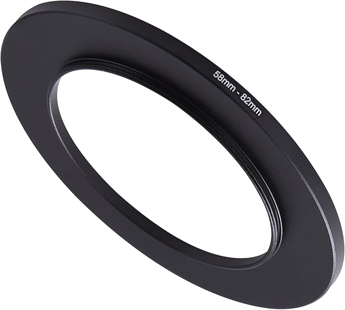 58-82mm Step-Up Ring Adapter, 58mm to 82mm Step Up Filter Ring for 58mm Lens Mount 82mm for DSLR Lenses and ND UV CPL IR Filters （58-82mm）