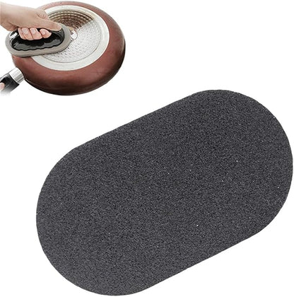 Nano Carborundum Sponge,Emery Sponge Kitchen Pot Brush with Handle,Scouring Pad Pot Scrubber,Pot Cleaner for Bottom of Pans,Wet Dry Sanding Sponges (Black*1pc)