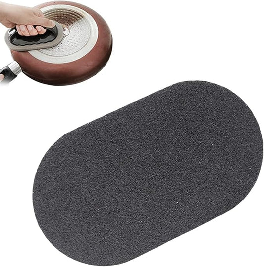 Nano Carborundum Sponge,Emery Sponge Kitchen Pot Brush with Handle,Scouring Pad Pot Scrubber,Pot Cleaner for Bottom of Pans,Wet Dry Sanding Sponges (Black*1pc)