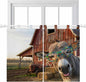 Farm Donkeys Kitchen Curtains 45 Inch Length, Short Cafe Window Curtains Tab Top, Farmhouse Barn Funny Animals Butterfly Light Filtering Window Treatments Tier Drapes 27.5"x45" 2 Panel