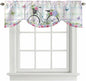 Spring Tie Up Valance Curtains for Windows, Kitchen Curtains Window Shades, Bicycles Botanical Leaves Rose Colorful Stripes Light Filtering Roman Curtain Valances for Bedroom/Bathroom/Cafe 60"x18"