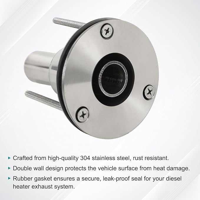 24mm Stainless Steel Exhaust Pipe Air Intake Filter and Pipe Double Wall Through the wall Connector Fitting Exhaust Wall Flange Port Socket for Diesel Parking Heater Install on RV, Greenhouse, Garages
